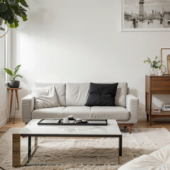 modern living room interior design with white sofa