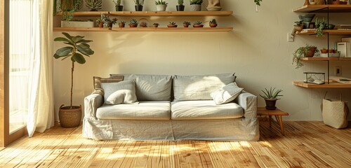 minimalist living room with eco-friendly materials