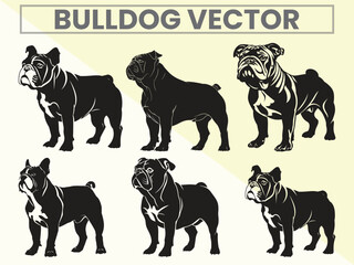 Black silhouette set of Bulldog for Bulldog Lover.