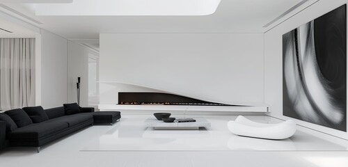 minimalist living room with a focus on architecture