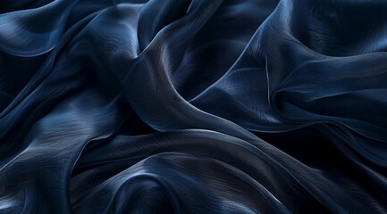 Fototapeta premium Dark Blue Silk Fabric Texture