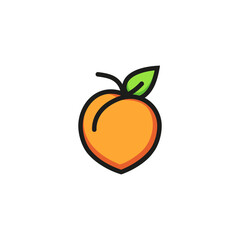 Icon of ripe peach. Fruit, ingredient, nutrition. Agriculture concept. Can be used for topics like food, diet, healthy eating
