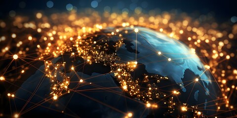 Interconnected Dots: Symbolizing Global Collaboration and Communication. Concept Global Collaboration, Communication, Interconnected Dots, Symbolism