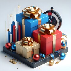 christmas gift boxes, a collection of a variety size of luxury gift boxes in a white background, Many Colorful gift boxes with bows in stack, Christmas tree background