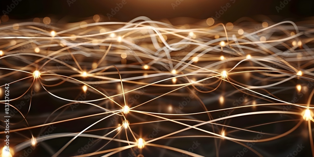 Poster interconnected digital nodes representing the internet of things. concept internet of things, digita