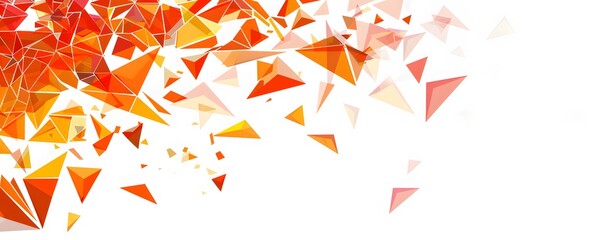 Geometric Background with Orange and Red Triangles and White Space