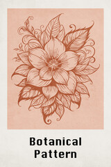 Botanical illustration for printing on wall decorations. Pattern for covers, business cards. Generated by Ai