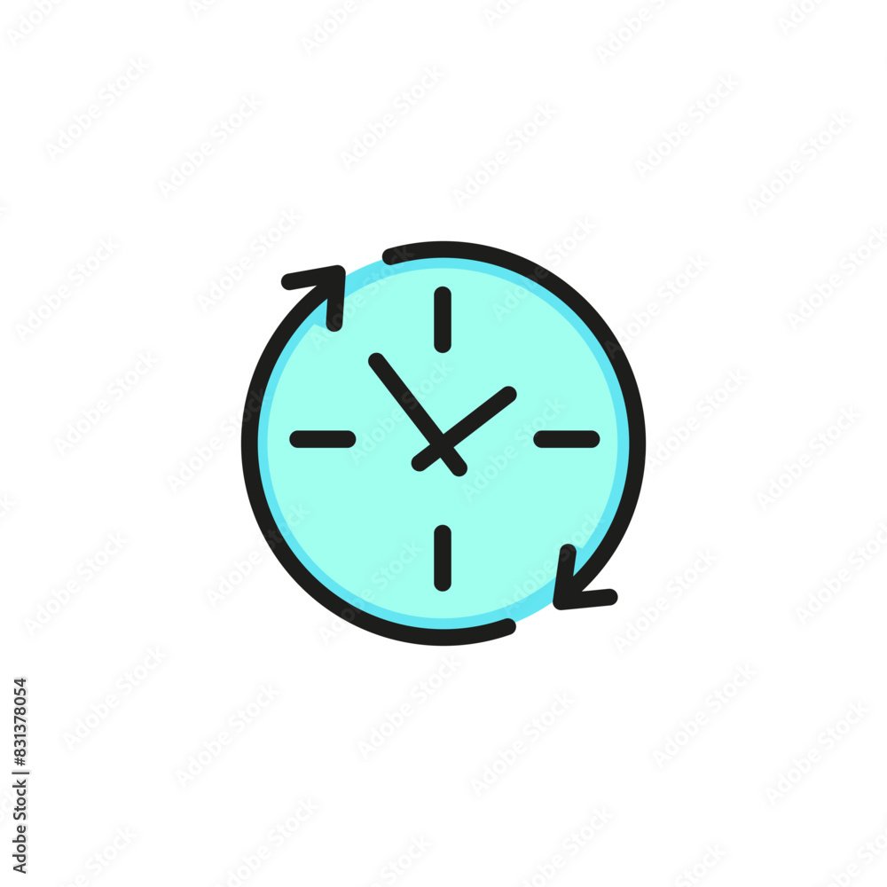 Poster update clock line icon. watch, reload, recycle. timing concept. can be used for topics like app desi