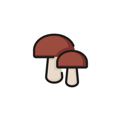 Icon of two mushrooms. Protein, cooking, harvest. Food concept. Can be used for topics like vegetarianism, autumn, agriculture