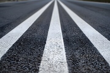 Obraz premium White Lines on Asphalt Road Texture, Top View