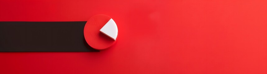 Obraz premium White Ratio Sign on Red Background with Copy Space