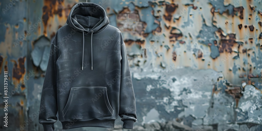 Wall mural Gray Hoodie Mockup on Isolated Background Ideal for Design Concepts. Concept Mockup, Gray Hoodie, Isolated Background, Design Concepts