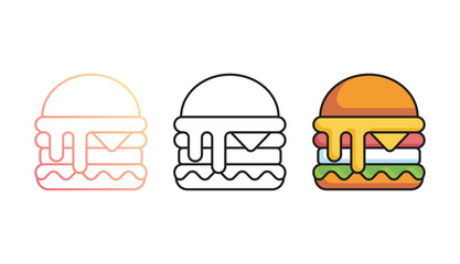 Cheese Burger icon design with white background stock illustration