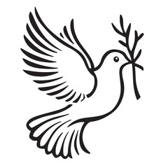 Dove Holding a Branch Vector