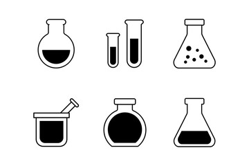 Chemistry Lab Equipment Vector Icons for Scientific Research Use