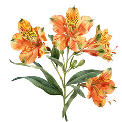 Bouquet of orange flowers isolated on white background