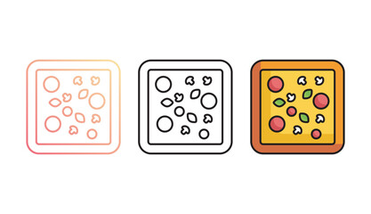 Square Pizza icon design with white background stock illustration