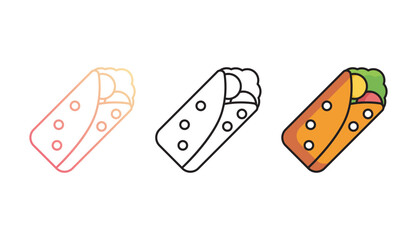 Burrito icon design with white background stock illustration