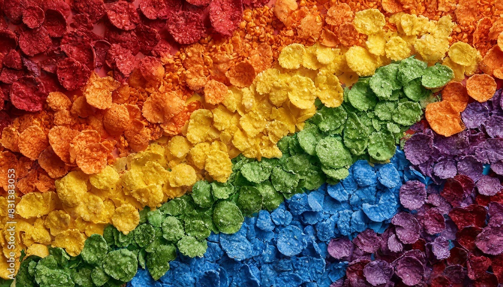 Wall mural texture of flakes in the colors of the lgbt flag closeup