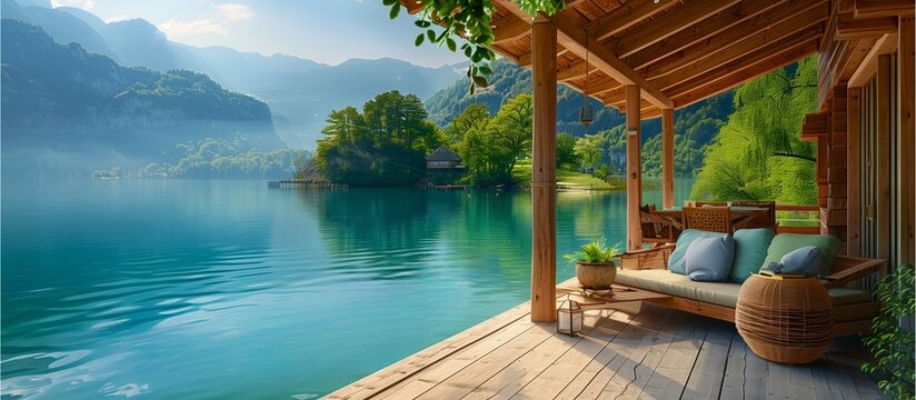 Maldives Resort Bliss: A luxurious tropical getaway featuring palm trees, crystal-clear swimming pools, and pristine beaches, Ai generate