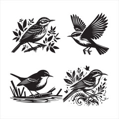 Aquatic Warbler silhouette vector icon graphic logo ai generated design