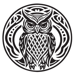Owl Folk Art Vector Stencil
