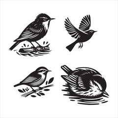 Aquatic Warbler silhouette vector icon graphic logo ai generated design