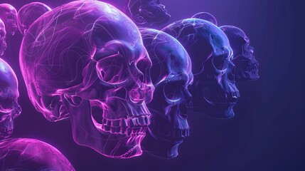 Fototapeta premium abstract background with glowing skulls