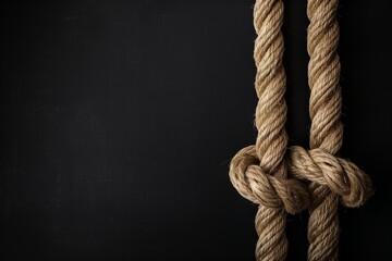 Rope on Black Background with Space for Text: Geometric Lines Design