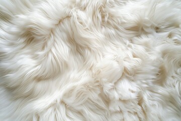 Luxurious White Shag Rug, Top View with Space for Displaying Items, Providing Soft and Elegant Feel