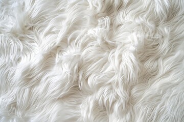 Luxurious White Shag Rug, Top View with Space for Displaying Items, Enhancing the Elegance of High-End Products. Soft Fur Texture.