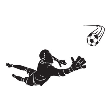 diving soccer goalie black silhouette clip art preview