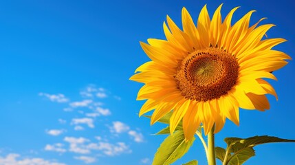 Obraz premium sunflower standing tall against a clear blue sky, 