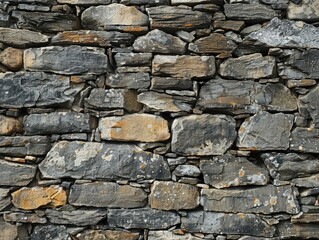 Detailed shot of a vintage stone wall with ample space for branding in the center