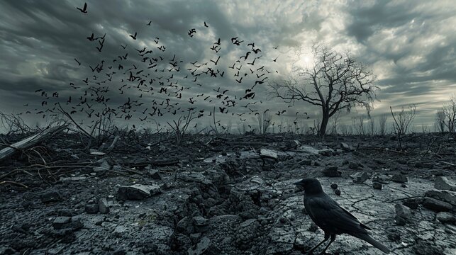 Artistic photo manipulation illustrating environmental restoration in a damaged landscape