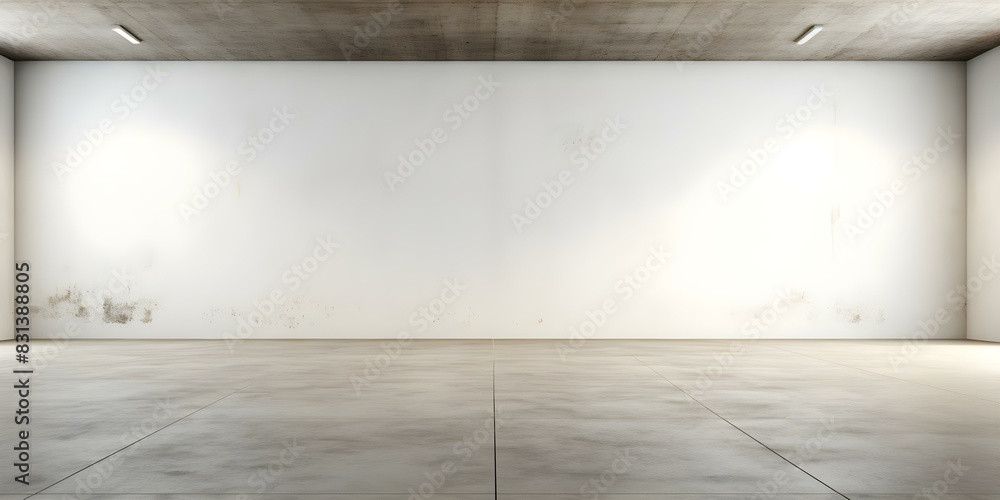 Aufkleber 3d rendering of empty room with white walls and concrete floor. concept 3d rendering, empty room, wh