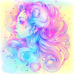 Aquari_Digital Art: Woman with Seashell Crown