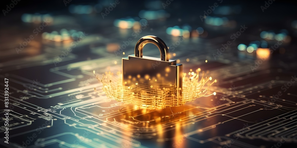Poster protecting cloud network security with cybersecurity measures. concept cloud security, cybersecurity