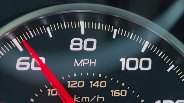 The speedometer of a moving car