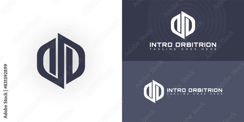 Poster abstract initial hexagon letter io or oi logo in deep purple color isolated on multiple background c