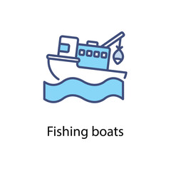 Fishing boats vector icon