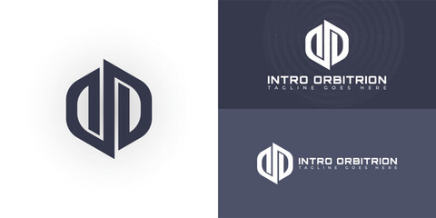 Abstract initial hexagon letter IO or OI logo in deep purple color isolated on multiple background colors. The logo is suitable for software solutions and app logo design inspiration templates.