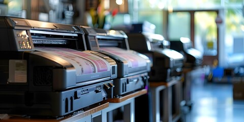 Highquality printing services with a professional plotter copier and printer in an office setting. Concept Printing Services, Professional Plotter, Copier, Office Setting, High-Quality Output