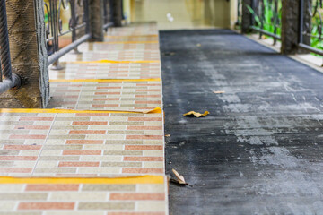 hospital stairs with two types of paths, namely terraces and steep paths for patients using...
