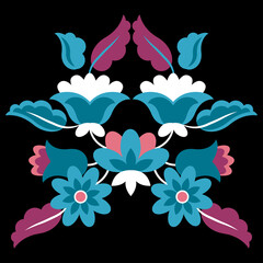 Flower mexican embroidery ethnic composition