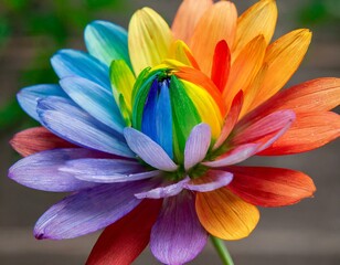 Fototapeta premium flower close up with petals painted in the colors of the lgbt flag
