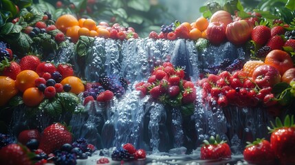 Berry Blast: A Symphony of Splashing Fruits - Powered by Adobe