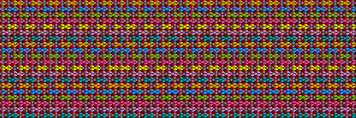 Vibrant Mexican Huichol Pattern - Seamless 3D Colorful Diamond Repeating Design