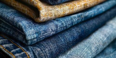 Close-up Shot of Denim Jeans for Men and Women. Concept Denim Fashion, Men's Jeans, Women's Jeans, Close-up Photography