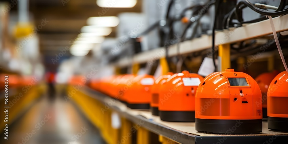 Aufkleber monitoring fire alarm system in a factory to enforce security protocols and ensure emergency prepare